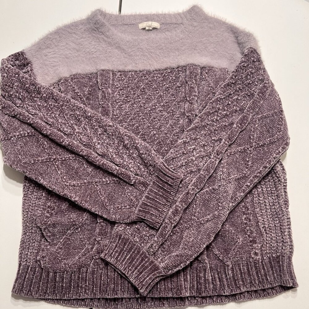 Easel Lavender Crew Neck Sweater